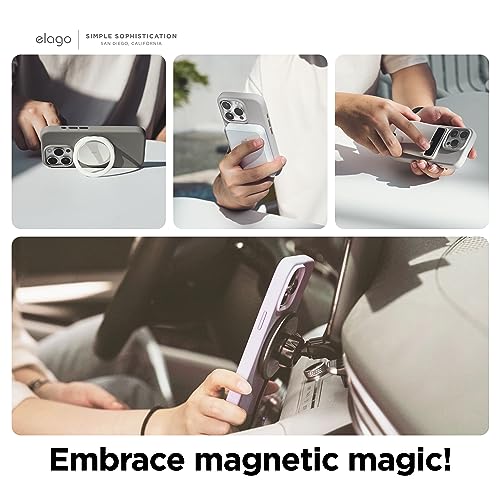 elago Magnetic Silicone Case Compatible with iPhone 15 Pro Max Case, Compatible with MagSafe All Accessories, Built-in Magnets, Premium Silicone, Full Body Protective Cover [5 Layer Structure] (Stone)