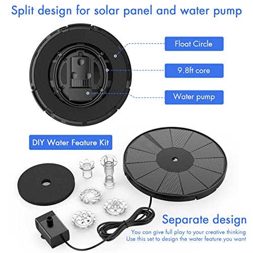 AISITIN 3.5W DIY Solar Fountain Pump for Water Feature Outdoor Solar Bird Bath Fountain with Multiple Nozzles for Garden, Ponds, Fish Tank and Aquarium