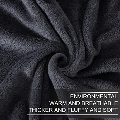 Richave Fleece Blankets Queen Size for All Season 350GSM - Premium Lightweight Anti-Static Throw for Bed Extra Soft Brush Fabric Warm Sofa Thermal Blanket 90" x 90"(Dark Gray Queen)