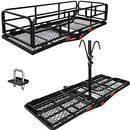 MERCARS Hitch Cargo Carrier with Bike Rack 60" x 24" x 14" Fits 2 Bikes,Folding Cargo Rack Rear (mid Bike Rack)