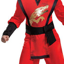 Disguise Kai Costume for Kids, Deluxe Lego Ninjago Legacy Themed Children's Character Jumpsuit, Child Size Small (4-6), Red & Black (105409L)