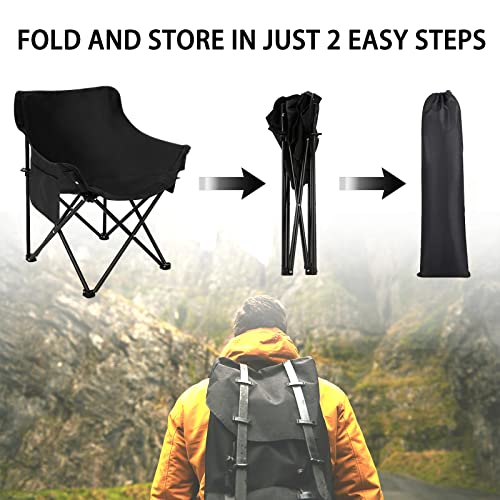 Folding Camping Chairs for Adults Portable, Beach Backrest Moon Chair, Fits The Back of The Body and Has A Strong Load-Bearing Capacity, 16.54’’L X 16.54’’W X 27.6’’H Inch (Black & White) (Black)