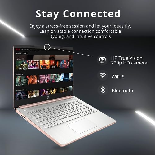 HP 2022 Stream 14" HD BrightView Laptop, Intel Celeron N4120, 4GB RAM, 64GB SSD, Intel HD Graphics, 720p Webcam, 1 Year Office 365, Gold, Win 11, 32GB Snowbell USB Card