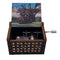 Music Box Howl Engraved Wood Musical Box Hand Cranked Gift Box for Christmas,Birthday,Valentine's Day (Castle, Black)