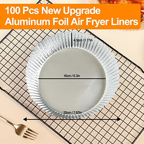 100 PCS Aluminum Foil Air Fryer Liners, Non-stick Air Fryer Disposable Paper Liner, Oil-proof Water-proof Air Fryer Sheets, Food Grade Aluminum Foil for Baking, Frying, Grilling, Roasting Microwave