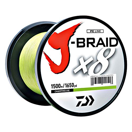 Daiwa J-Braid 150M 8-Strand Woven Round Braid Line, Chartreuse, 30 lb