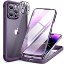 Miracase Glass Series for iPhone 14 Pro Case 6.1 Inch, 2023 Full-Body Clear Bumper Case with Built-in 9H Tempered Glass Screen Protector, Noble Purple