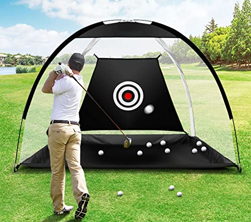 3M Golf Practice Net Hitting Chipping Training Aid Cage for Home Backyard Indoor Outdoor,Black