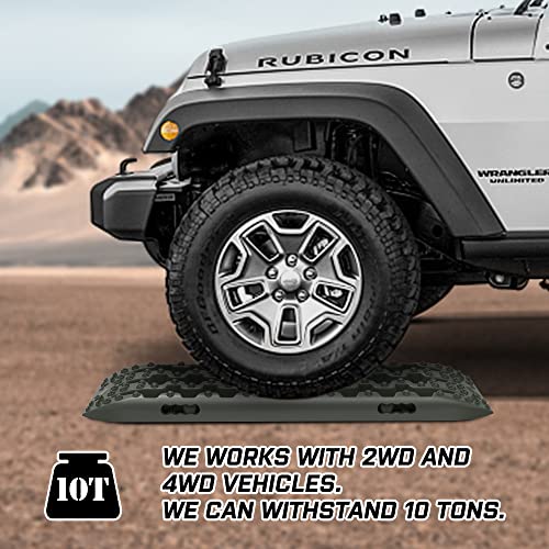 Recovery Tracks with Bag 2 Pair Recovery Boards for Automotive Tires and Wheels Sand Mud Snow 10Ton Stand 4wd Tracks for Offroad Car SUV Truck Gen 3.0 Olive Green