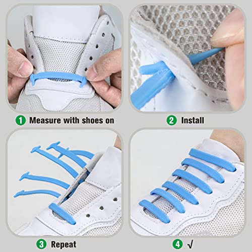 INMAKER Elastic Shoe Laces for Adults and Kids, No Tie Shoelaces for Sneakers, Rubber Silicone Tieless Shoe Laces