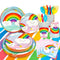 Rainbow Party Supplies,141pcs Rainbow Birthday Decorations Tableware Set- Rainbow Party Plates Cups Napkins Tablecloth etc Rainbow Birthday Party Supplies for Girls Rainbow Themed Party&Baby Shower