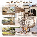 NICESOUL 2 Person Double Egg Chair Outdoor Patio Wicker Loveseat Hanging Chair Swing Egg Chairs with Cushions Double Seats Egg Chair 510 lbs Capaticy for Patio Backyard Balcony Bedroom Gift Cream