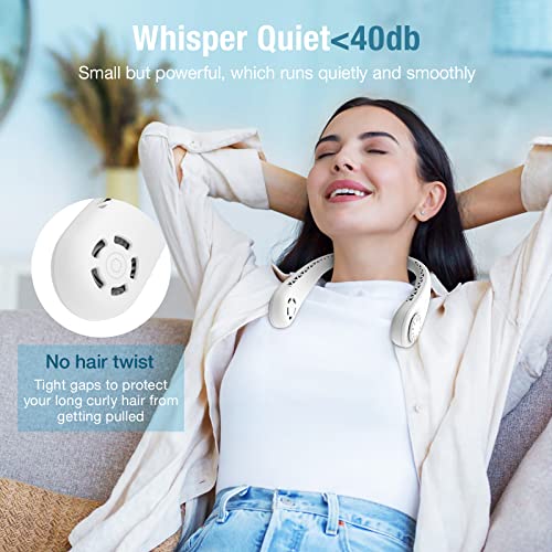 Portable Neck Fan, Hands Free Bladeless Fan, Hanging Personal Fan,3 Speeds, Super Quiet Less Than 25 Decibels, USB-C Rechargeable Neck Fan for Outdoor Indoor