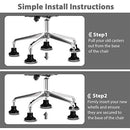 Bell Glides Replacement Office Chair Swivel Caster Wheels to Fixed Stationary Castors, Short Profile Black 5pcs