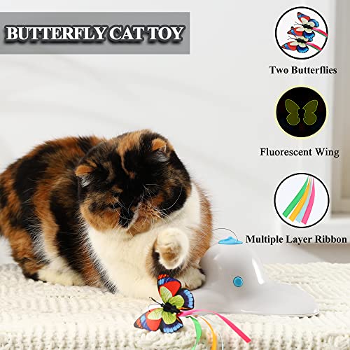 Vealind Interactive Indoor Cat Toy with 360° Rotating Butterfly - Cream White