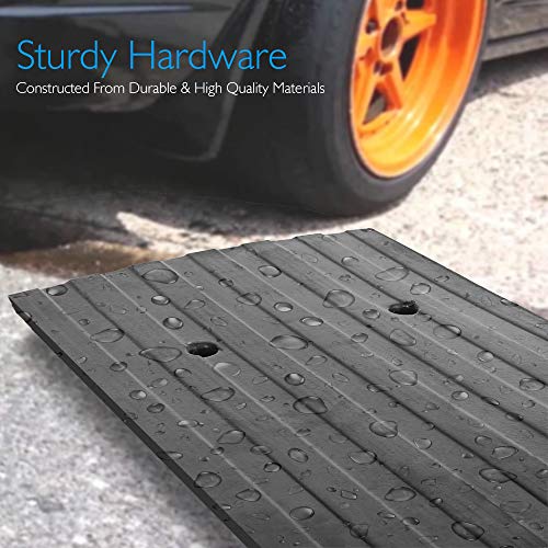 Car Driveway Curbside Bridge Ramp - Heavy Duty Rubber Threshold Curb Ramp, Used for Loading Dock, Garage, Sidewalk, Truck, Scooter, Bike, Motorcycle, Wheelchair Mobility, Other Vehicle - Pyle