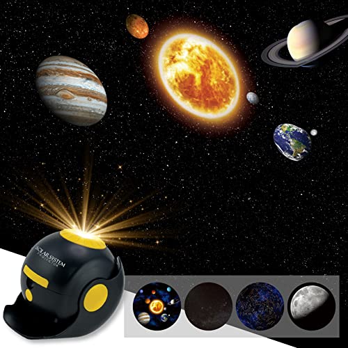 LUP-0027 Solar System Projector with 4 HD Films, Over 20000 Stars Planet Galaxy Images, Ideal Kids STEM Education Toys, Starry Night Light, Decoration for Home Theater, Ceiling, Bedroom, Party, Living Room