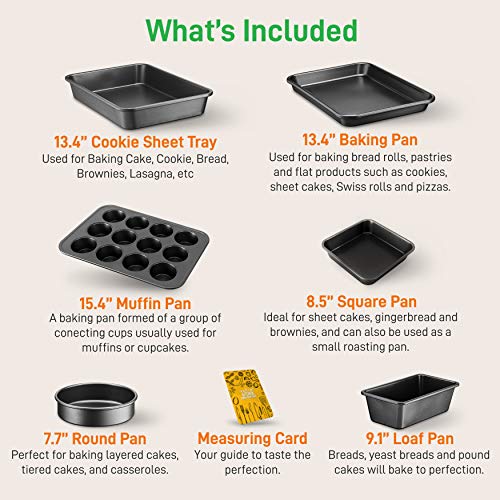 NutriChef Kitchen Oven Baking Pans Carbon Steel with Non-Stick Black Coating Inside & Outside, Commercial Grade Restaurant Quality Metal Bakeware, Dishwasher Safe NCBK6BK, One Size