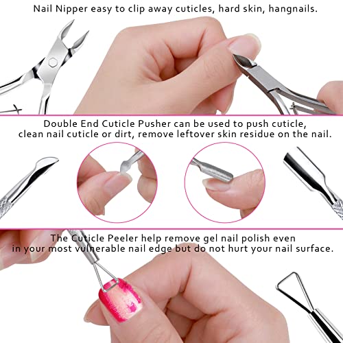 Nail Buffers and Files, FANDAMEI Manicure Tools Kit with 3PCS Nail File, 2PCS Nail Buffer, Rectangular Nail Buffer Block, Cuticle Nippers, Cuticle Pusher, Cuticle Peeler. Cuticle Oil and Nail Brush.