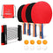 FBSPORT Ping Pong Paddle Set, Table Tennis Set with 4 Rackets and 8 Balls, Retractable Net with Storage Bag - Pingpong Paddle Accessories for Indoor/Outdoor Games