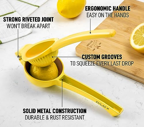 Zulay Premium Quality Metal Lemon Squeezer, Citrus Juicer, Manual Press for Extracting the Most Juice Possible