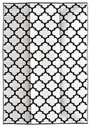 Tangier Trellis Plastic mats Rugs Reversible and Recycled for Home, Patio, Backyard, Deck, Picnic, Beach, Trailer, Camping (Black and White, 240cm x 300cm)