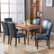 COLAMY Upholstered Parsons Dining Chairs Set of 2, PU Leather Dining Room Kitchen Side Chair with Nailhead Trim and Wood Legs - Blue