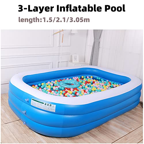 Children Kids Adult Inflatable Swimming Pool 3-Layer Family Above-Ground Pools (305x175x60cm)