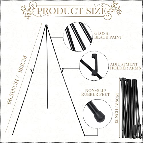 10 Pcs 65 Inch Display Easel Metal Display Holders with Bag Picture Easel Stand Black Painting Easel Art Easel Canvas Holder Stand Portable Tabletop Easel for Wedding Signs Poster, Hold 44 Lbs