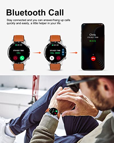 LIGE Smart Watch,1.3" Full Touch Screen Bluetooth Call Fitness Tracker with Heart Rate Sleep Monitor Blood Pressure IP67 Waterproof Sport Stainless Steel Mens Watches for iOS Android,Black, le black, men standard, fashion casual dress classic business