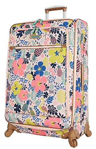 Lily Bloom Luggage Set 4 Piece Suitcase Collection With Spinner Wheels For Woman, Trop Pineapple