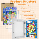 2Pcs Kids Art Frame A4 Front Opening Artwork Display Storage Frames with Stand Wooden Kids Art Display Frame for 100 Pictures Horizontal and Vertical Display for Crafts Drawing 3D Artwork(white)