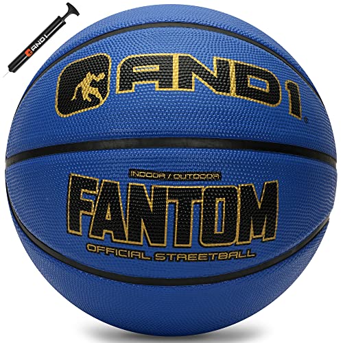 AND1 Fantom Rubber Basketball: Official Regulation Size 7 (29.5 inches) Rubber Basketball - Deep Channel Construction Streetball, Made for Indoor Outdoor Basketball Games,Navy