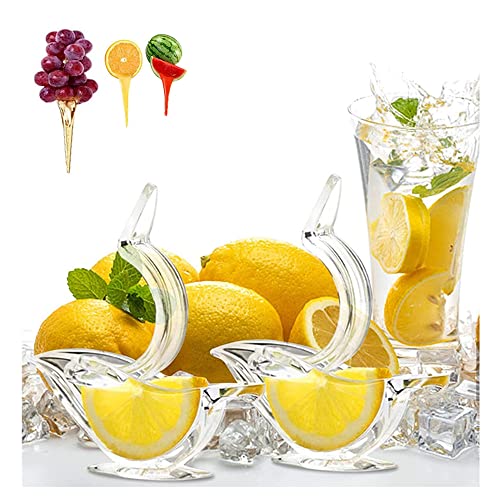 Wanfoou 5 Pcs Lemon Juicer Squeezer, Lemon Squeezer Lemon Juicer Clip, Acrylic Manual Lemon Slice Squeezer Convenient Fruit Juicer for Home Kitchen(Transparent)