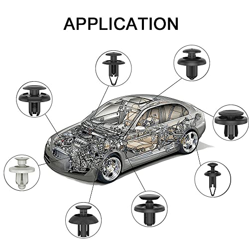 FOUNDCOOL 105pcs-10 Types Universal Car Trim Clips Retainers Panel Push-Type Pins Rivets Fasteners Replacement Molding for Cars Trucks SUVs Bumper Door Fender Engine Cover Removal Tools