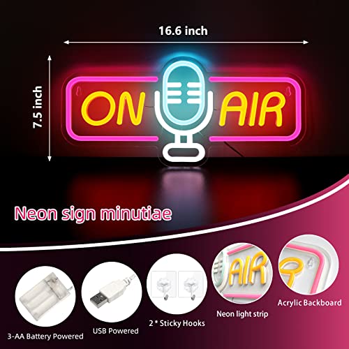 ATOLS On Air Neon Sign for Wall Decor, Battery or USB Powered On Air Led Light Sign, Recording Light Sign for Live Room, Game Room, Broadcasting Room, Music Studio, Bedroom,