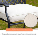 LOKATSE HOME 4 Piece Outdoor Patio Metal Wrought Iron Dining Chair Set with Arms and Seat Cushions - Beige