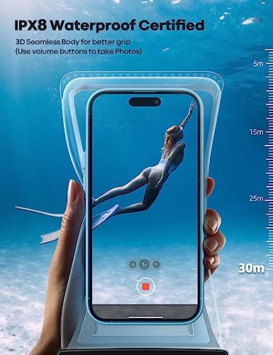 2PCS Lamicall Waterproof Phone Pouch Floating - [8.8" Soft 3D Seamless Design] IPX8 Water Proof Cell Phone Case for Beach, Dry Bag Beach Essentials for Cruise Travel, Protector for iPhone