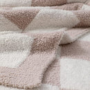 Bearberry Fuzzy Checkerboard Grid Throw Blanket Knitted Soft Cozy Warm Microfiber Blanket Decor for Couch Sofa Bed Travel Home (Cream, 50''x60'')