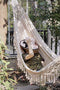 RISEON Handmade Boho Large Brazilian Macrame Fringe 2 Person Double Deluxe Hammock Swing Net Chair for Beach, Yard, Bedroom, Patio, Porch, Indoor, Outdoor, Wedding Decor 95" Lx 59" W