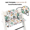Ukje Cushion Compatible with Stokke Tripp Trapp High Chair (Old and New Model) 2 Pieces, Coated Plastified Cushion, Stokke Tripp Trapp Cushion Easy to Clean, White Monkey