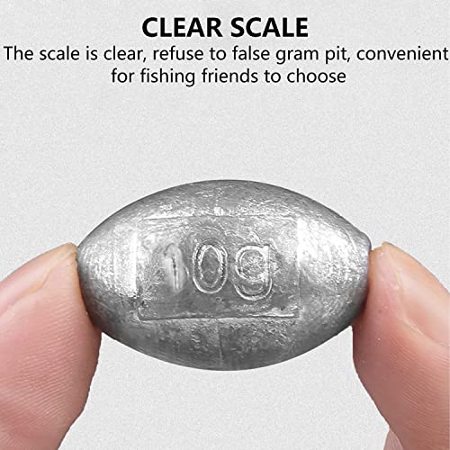 EKIND 36Pcs Egg Sinkers Weights Fishing Olive Shape Inner Core Assortment Lead Oval Shape Bass Casting Gear Kit for Saltwater Freshwater Fishing