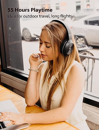 Edifier W800BT Plus Wireless Headphones, 55H Playtime Over Ear Headset with Qualcomm® aptX™ Adaptive Sound, CVC 8.0 Mic, Multi-Point Connection, Bluetooth 5.1, App Customized - Black