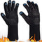 YUXIER Oven Gloves BBQ Grill Gloves 1472°F Extreme Heat Resistant Oven Mitts for Cooking, Grilling, Kitchen, Smoker Baking, Barbecue, Fireplace, Welding, Cutting (13.8inch, Black Gloves)