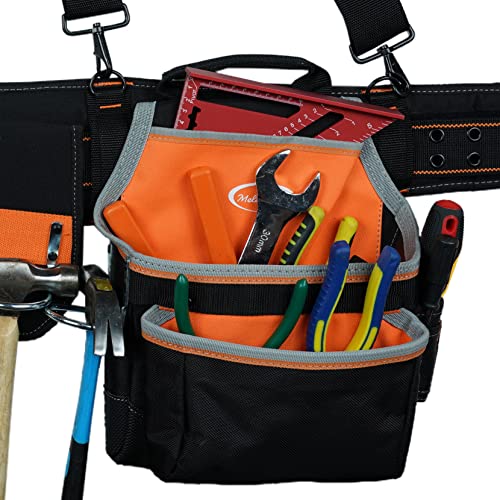 MELOTOUGH Pro Framer Combo System Tool Belt with Suspenders Construction Tool Pouch Builder Heavy Duty Carpenter Suspension Rig Tool Belt and Multi Function for electrician , roofing ,contractor…