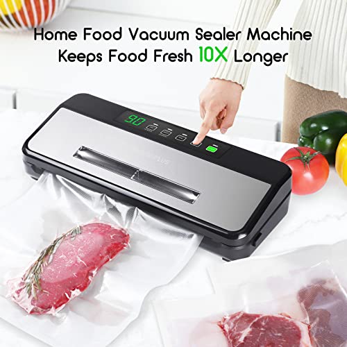 INKBIRD Food Vacuum Sealer Machine INK-VS03, Sealing Time Display, 80KPA Strong Suction, Built-in Bag Rolls, Automatic Vacuum Sealer with Starter Kit for Food Storage Preservation Sous Vide