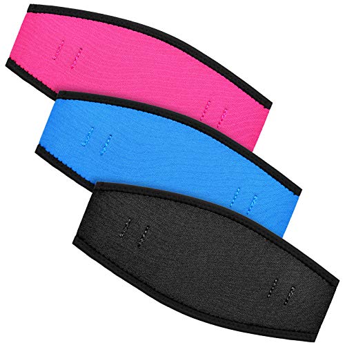 Skylety 3 Pieces Neoprene Mask Strap Cover Neoprene Diving Mask Straps Hair Protector Wrap for Dive and Snorkel Masks Water Sports (Rose Red, Black, Blue), Rose Red, Black, Blue, One Size