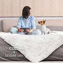 Pawque Luxury Faux Fur Throw Blanket Super Soft Oversized Throw Blankets, 90x90 inches, Decorative Blankets for Sofa Couch Bed Chair Photo Props, Breathable & Washable, Cream