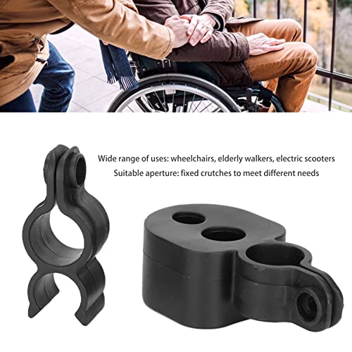 Cane Holder, Walking Stick Holder Crutches Stick Rack Bracket Accessories Rollator Mobility Aid Carrier Attachment for Elderly Walker Electric Wheelchair Users Drive Scooter Device