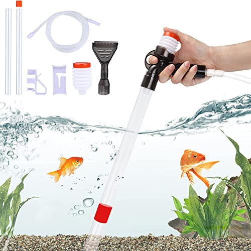 Fish Tank Cleaner Kit, Quick Water Changer Aquarium Cleaning Accessories, Aquarium Gravel Cleaner Kit with Air-Pressing Button, Glass Scraper and Water Flow Controller